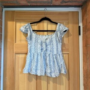 Japna Light Blue Patterned Blouse